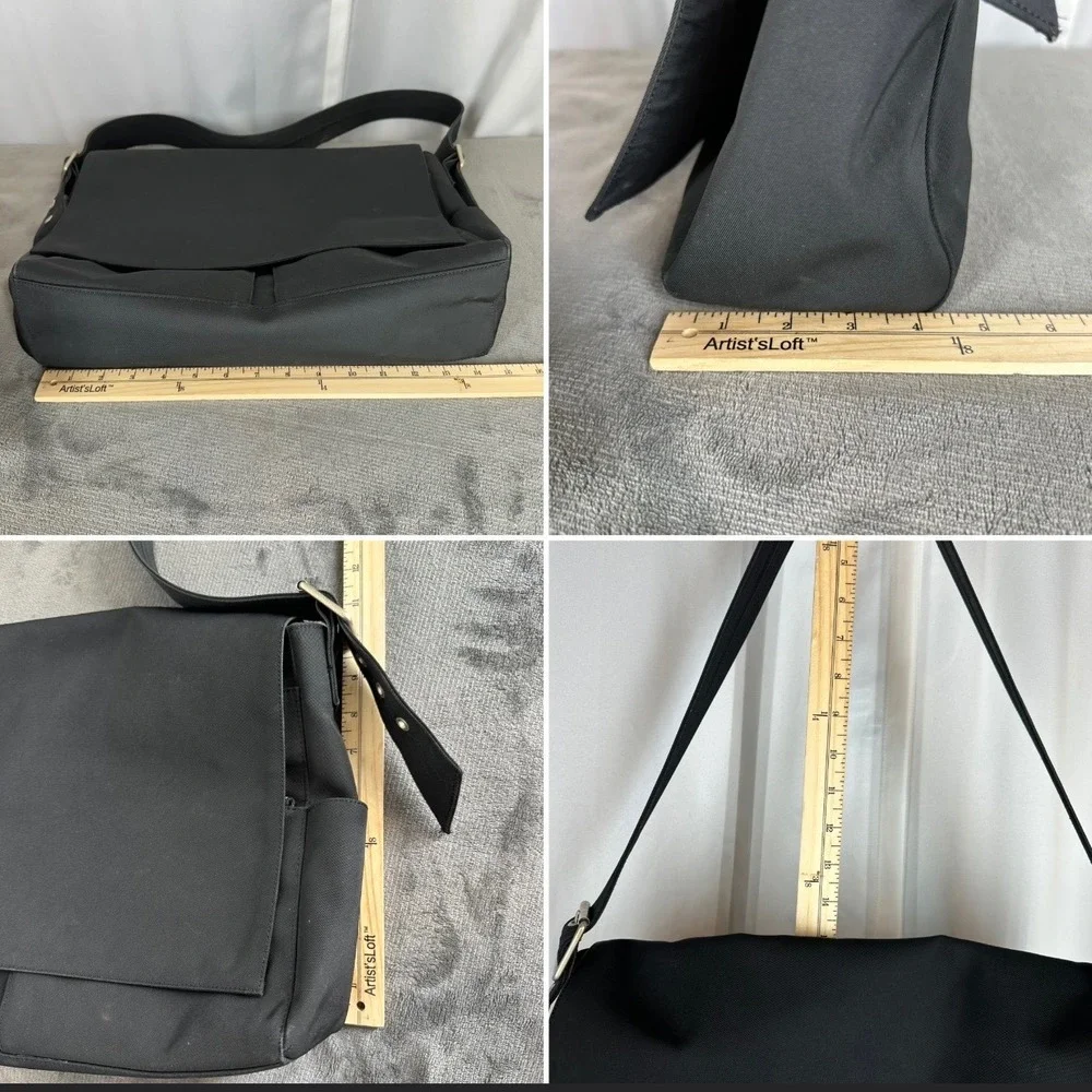 GAP Black Messenger Shoulder Bag Adjustable Strap Flap Nylon Lined